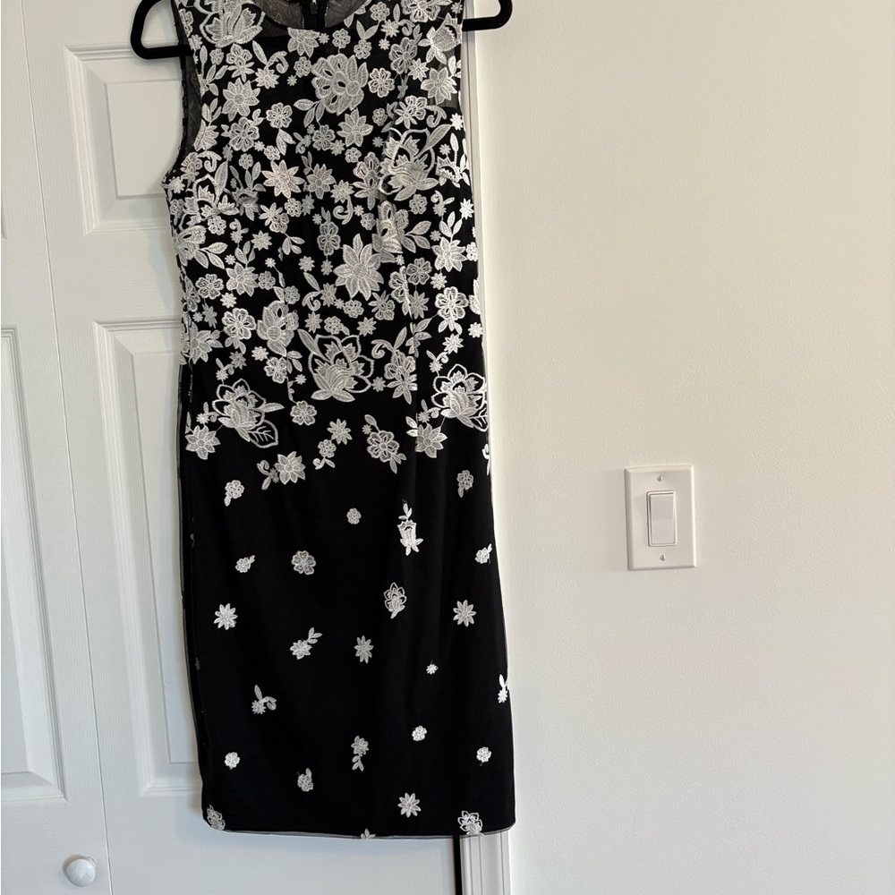 Elegant Black and White Floral Dress